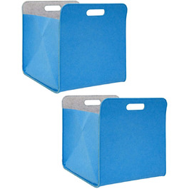 Набір DuneDesign з 2 100 перероблений фетр Коробка для зберігання 33x38x33 - Сумісні коробки для полиці Kallax - Коробка для зберігання одягу Книжкова полиця Коробка-вкладиш Коробка для зберігання іграшок Кубічні коробки для зберігання (2 шт. сині)