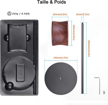 Підставка для навушників QinCoon з дерева волоського горіха та алюмінію, міцна основа, для геймерських навушників, сумісна з усіма моделями (чорний)