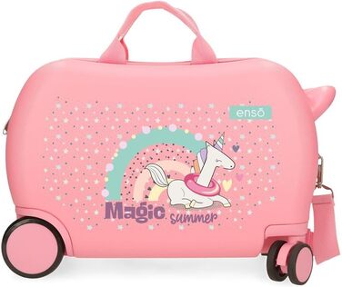 Валіза дитяча Enso Magic Літо, рожева, 45x320 см, ABS, 27.9 л, 1.8 кг, 2 колеса, ручна поклажа