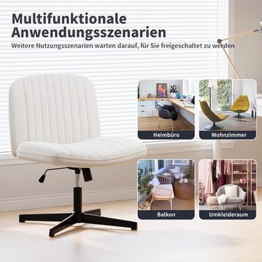 Офісне крісло Naspauluro без підлокітників, з тканинним покриттям, для роботи та відпочинку, з регулюванням висоти та функцією гойдання, поворотне на 360°, кремового кольору, без коліс