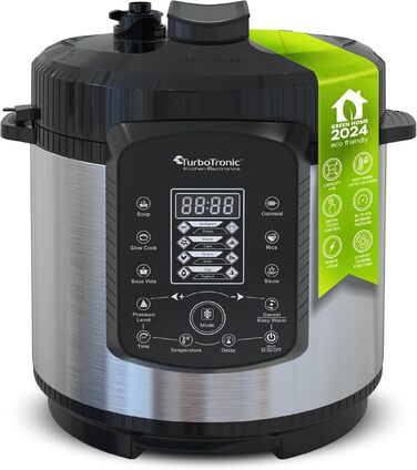 Електричний сковорода-мультиварка TurboTronic 6L з нержавіючої сталі та з антипригарним покриттям, пароварка, швидкий котел, срібний котел