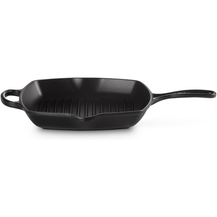 LE CREUSET Сковорода-гриль з чавуну, квадратна, 26 см, для всіх типів плит (включно з індукційними), 2,86 кг, чорна матова, 20183260000422 Meringue