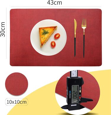 Набори підставки під тарілки Purejoy, 6 шт., сірі, миючіся, неслизькі, термостійкі, з PU шкіри, 43x30 см (червоні)