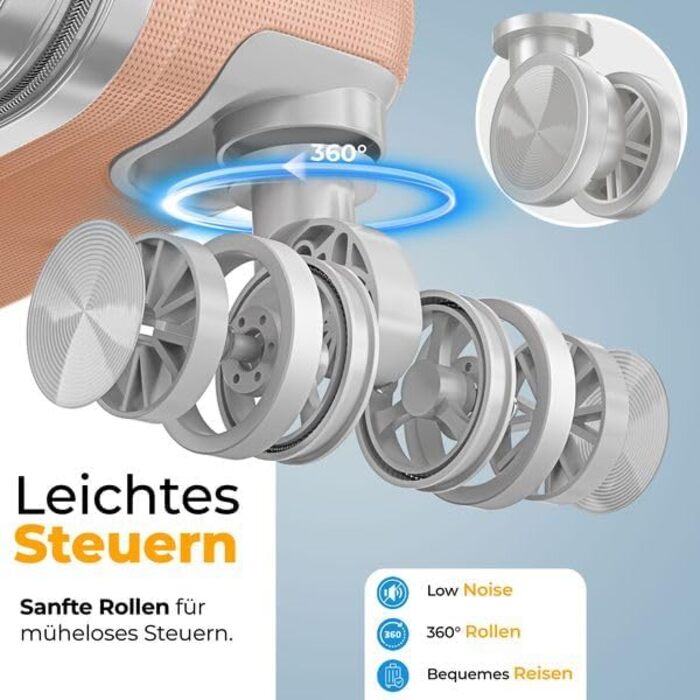 Чемодан KESSER® 84L з ABS-пластику з кодовим замком, вагами та органайзером | Валіза на колесах для подорожей та бізнесу (Nude Grey, 55 см)