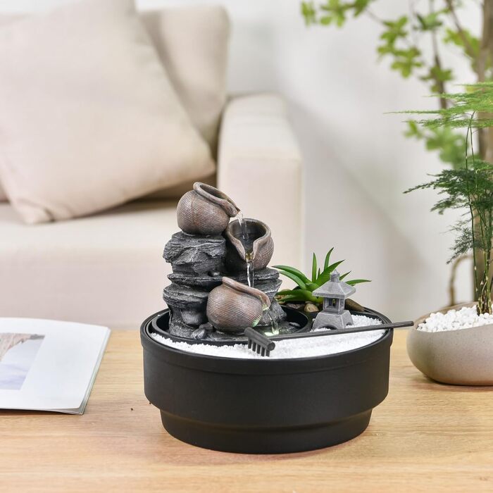 Фонтан для саду Oasis Zen'Light: водоспад, LED-підсвічування, білий пісок, декор для релаксації