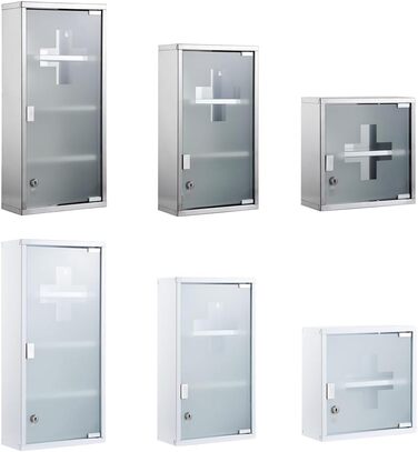 Медичний шафка Zedelmaier з нержавіючої сталі, 4 відділення, аптечний шафка, для ванної кімнати, навісний, з замком, 57 x 27 x 12 см, білий