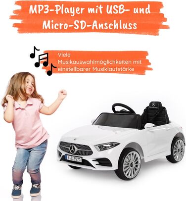 Дитячий електромобіль Mercedes CLS 350 AMG, ліцензія, 12V, шкіряні сидіння, пульт, MP3, білий