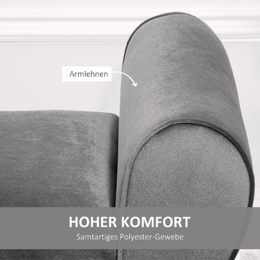 Лавка HOMCOM Grey Modern Chest Bench з місцем для зберігання з оксамитового поліестеру та гумового дерева з підлокітниками 118x42x66см для передпокою та вітальні