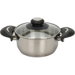 Каструля з нержавіючої сталі зі скляною кришкою - 2,1 л / 18 х 14 см - універсальна кухонна каструля - каструля для макаронних супів, соусів, картоплі - можна мити в посудомийній машині (Ø 16 см / 1,4 л)
