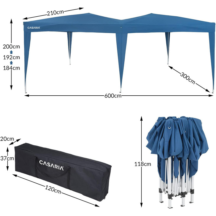 Водовідштовхувальний з сумкою Захист від ультрафіолету Намет з навісом Садовий намет Marquee Tent (синій), 3x6m Pop-Up
