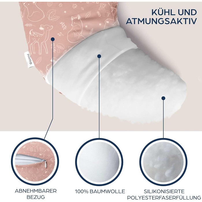 Подушка для вагітних Niimo XXL - подушка для годування & підтримки тіла, 200x70 см, бавовна, Dusty Pink Forest