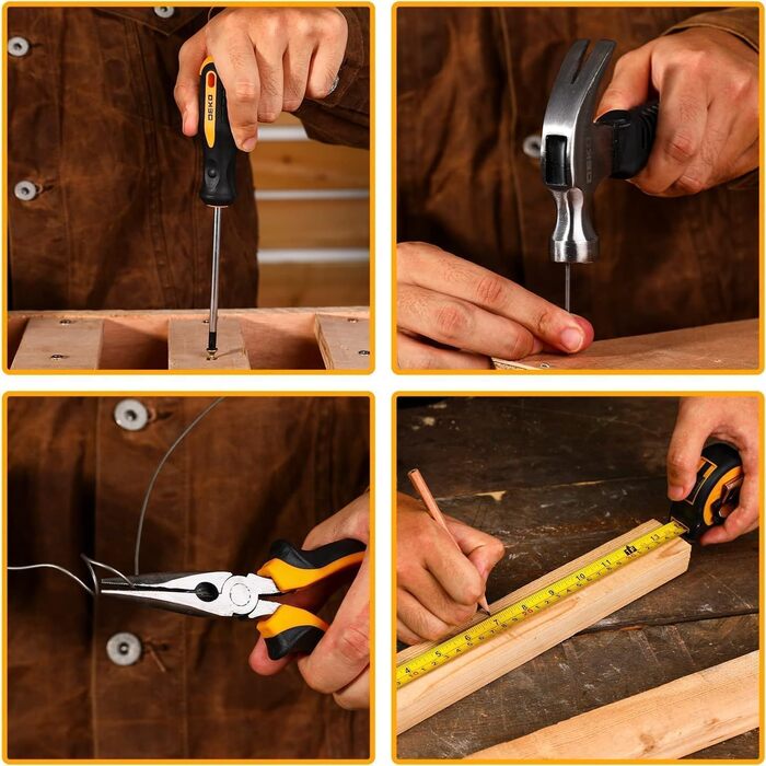 Набір інструментів DEKO 126 предметів в кейсі: професійний набір для дому, офісу та саду (жовтий)