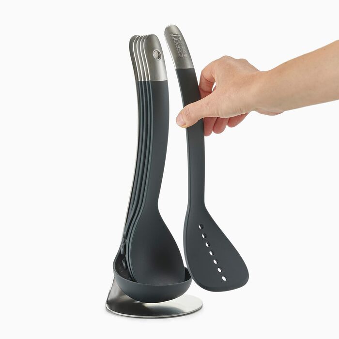 Набір кухонних аксесуарів Joseph Joseph Nest 5 шт. з магнітною підставкою, чорний/нержавіюча сталь, для компактної організації, можна мити в посудомийній машині