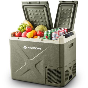 Автомобільний компресорний холодильник AAOBOSI 40L: Електрична сумка-холодильник 12/24V та 100-240V, двозонна, -20°C до 20°C – для авто, вантажівок, човнів, кемперів та кемпінгу