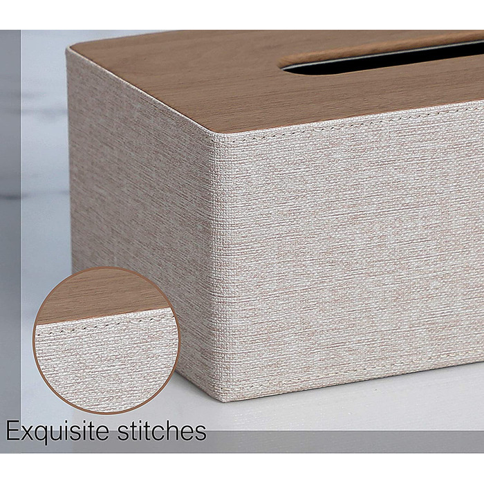 Скляниця для косметики, 25x13.5x9.5 см, PU-шкіра, сучасний дизайн, прямокутна форма, для ванної, спальні, кухні, офісу, бежевий колір