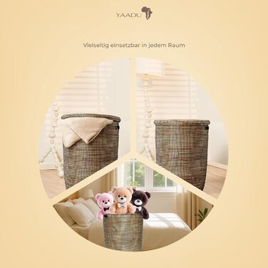 Кошик для білизни YAADU з кришкою - XXL, великий контейнер для білизни, чорний плоский корзину, ящик для білизни