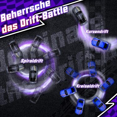 RC Дрифт-кар Mini Drift 1/64 з LED підсвіткою, 2 режими швидкості, чорний. Радіокерована іграшка для дітей та дорослих з перешкодами та килимком для перегонів