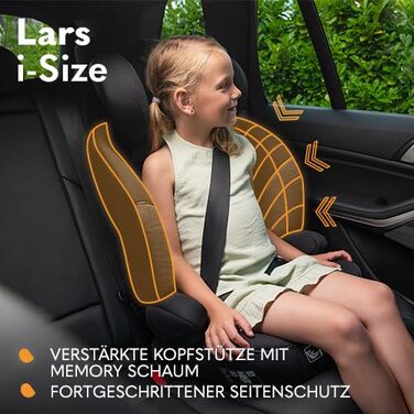 Автокрісло Lionelo Lars i-Size 100–150 см, Група 2/3, чорно-червоне, з регулюванням підголівника та бічними захистом