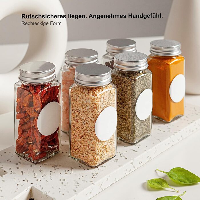 Набір банок для спецій Greeano з дерев'яною кришкою, 12 шт. по 120 мл – скляні ємності для спецій зі знімним розсіювачем