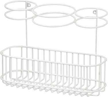 Настінний тримач для фена mDesign-зручна полиця для ванної кімнати з 3 кронштейнами для зберігання фена-оптимальний органайзер для ванної кімнати для щипців для завивки, випрямляча і фена (білий)