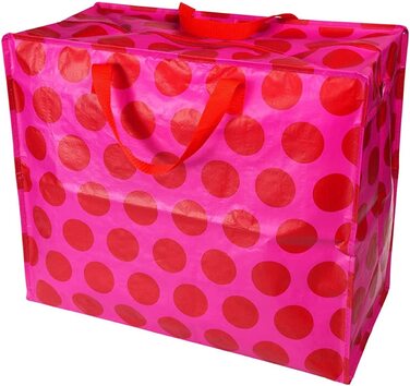 Гігантська сумка для покупок, перероблена сумка для покупок, гігантська сумка, універсальна сумка (каток з червоним прожектором в горошок)