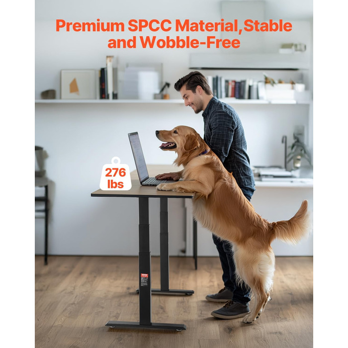 Електричний стіл VEVOR з подвійним мотором, регульована висота 65-129 см та довжина 110-178 см, чорний, для офісу та дому