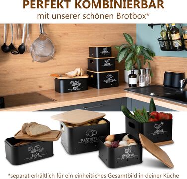 Коробки для зберігання картоплі та овочів MNKsolution (3 шт.) - Чорні контейнери для картоплі, овочів, цибулі та часнику - Органайзер для кухні