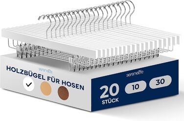 Дерев'яні вішалки для штанів SereneLife з кліпсами (20 шт.), 35,6 x 1,3 x 17 см