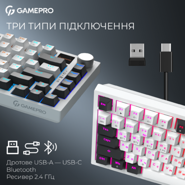 Бездротова механічна клавіатура GamePro MK160D Pro QLAB Sakura Switch White