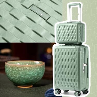 Набір валіз Sea Choice: M, L, XL (55/65/75 см) з жорсткими боковинами, захистом кутів, TSA-замком та косметичкою (Matcha Grün)