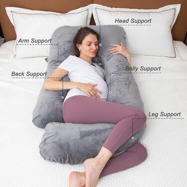 Подушка для вагітних TaiBest з подрібненого пінополіуретану (Memory Foam), U-подібна, для підтримки живота, червона