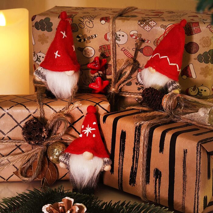 Підвіска Санта-Клауса com-four 9 шт. преміум-класу для різдвяної ялинки, чарівні фігурки на ялинці, підвіска у вигляді підвіски на дереві, різдвяні прикраси (дизайн 56 ліній зірки)