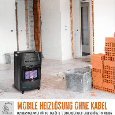 Газовий обігрівач Güde GGH 4200 K (4200 Вт, 3 режими, Piezo-запалювання, мобільний, 50 мбар, керамічні нагрівальні елементи, термозахист, 4 колеса, шланг та регулятор в комплекті)