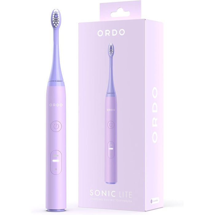 Електрична зубна щітка Ordo Sonic Lite з 35 000 імпульсів/хв, для дорослих, 2 режими, акумулятор до 5 тижнів, таймер, водонепроникна, USB-C, колір Лаванда