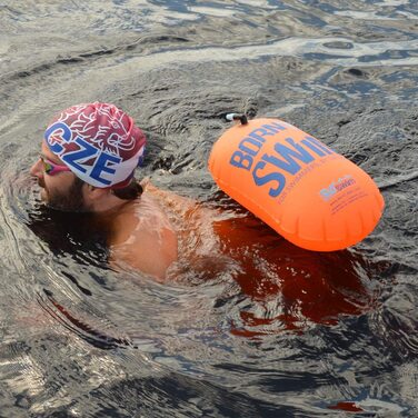 Буксирний буй Borntoswim для дорослих унісекс для плавців світлий захисний буй без сушильного мішка 28 х 49 см помаранчевий