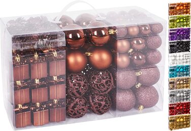 Набір різдвяних дрібничок BRUBAKER з 101 предмета, прикрашений ялинковими прикрасами з мережива дерева (коричневий)