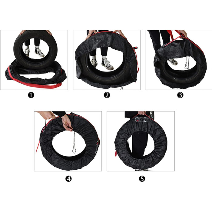 Набір чохлів для шин Geloo 4 шт. Водонепроникні, пилонепроникні, для зберігання та транспортування (діаметр 80 см, 13-17 дюймів, червоний)