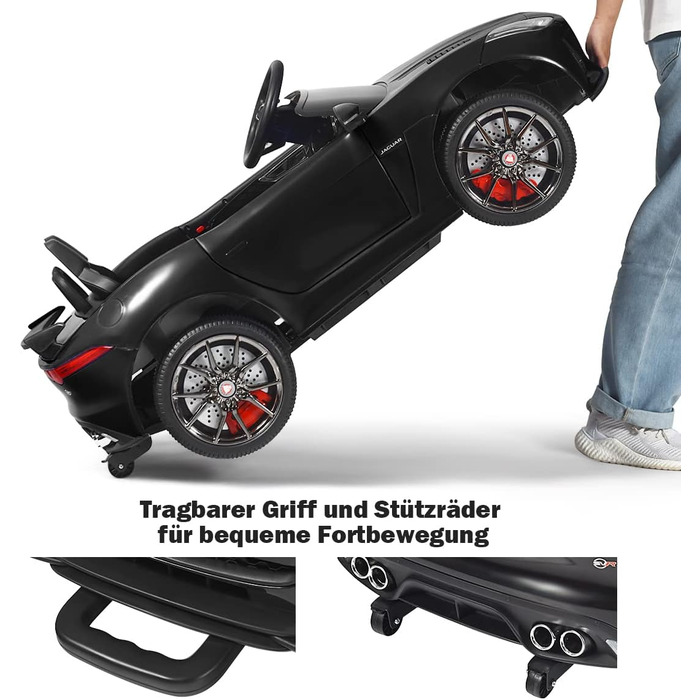 Дитячий електромобіль Jaguar COSTWAY 12V з пультом, музикою та підсвічуванням, чорний, для дітей від 3 років