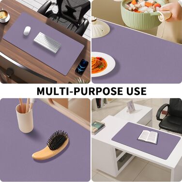 Килимок для столу та миші XXL Niviy (80x40 см), водонепроникна підкладка зі штучної шкіри PU, захисний килимок для офісу та дому, лавандовий