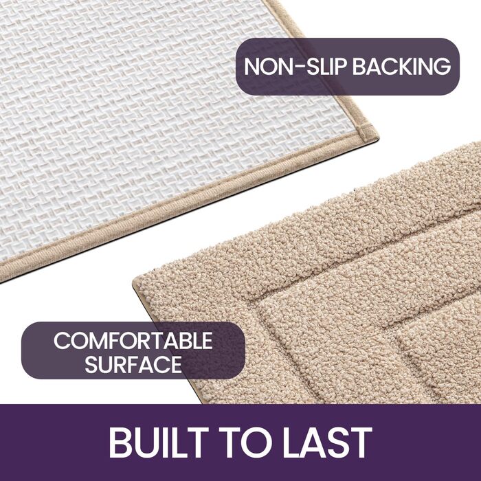 Набір килимків для ванної кімнати DEXI, 40 x 60 см, 2 шт. - антиковзкі, м'які, швидковисихаючі. Підходять для душу, ванни та туалету. Машинне прання. Колір: бежевий