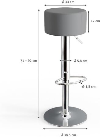 Набір барних стільців Vicco 2, 38,5 x 92 см, сірий