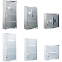 Медичний шафка Zedelmaier з нержавіючої сталі, 4 відділення, аптечний шафка, для ванної кімнати, навісний, з замком, 57 x 27 x 12 см, білий