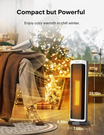 Електрична теплова гармата PELONIS 2000W, керамічна, з термостатом та таймером, захист від перекидання та перегріву, чорна