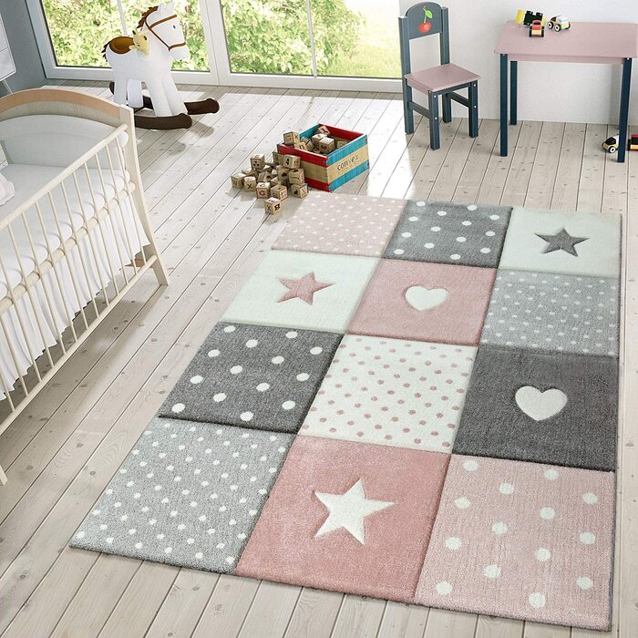 Домашній дитячий килим TT, килим для дитячої кімнати, для дівчаток, для дітей, 3D принцеса, Зоряна корона, колір розмір (133 см в квадраті, рожевий)