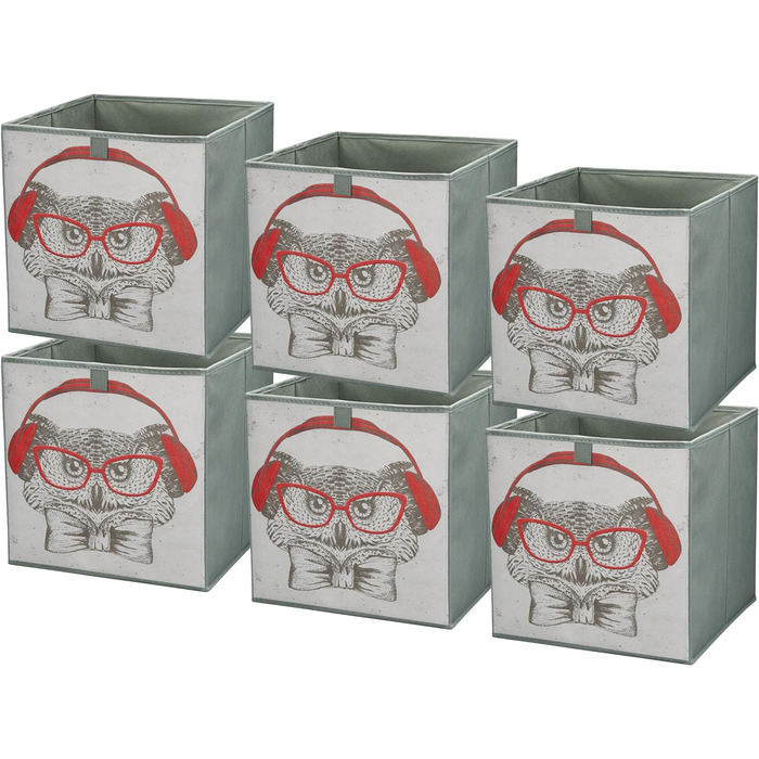 Коробка для зберігання lavita Складні ящики для зберігання 31 x 31 x 31 см Ящик-органайзер Системи організації одягу Зберігання та організація одягу шматок (6, сова)