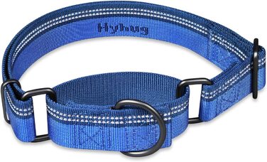 Класичні нейлонові Нашийники Hyhug Martingale нашийник для собак із захистом від втечі. Світловідбиваюча смуга довжиною 3 м, зручне регулювання, безпечна нічна прогулянка, монтажний отвір для бирки для собак (велике, Марина Блю) великийШирина 30 ммДіапазо