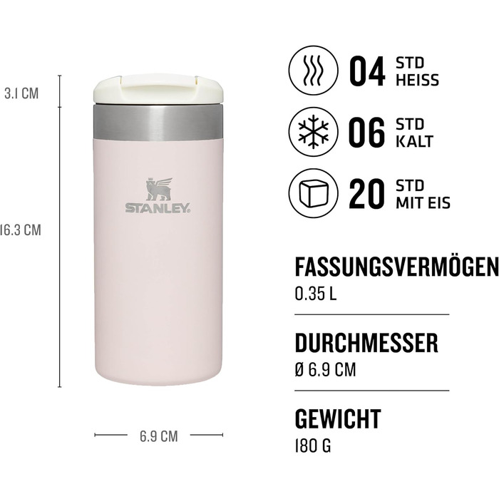 Термокружка Stanley Aerolight Transit 0.47L (350 мл) – Рожевий кварц – Зберегає тепло 6 годин, сумісна з тримачами в авто