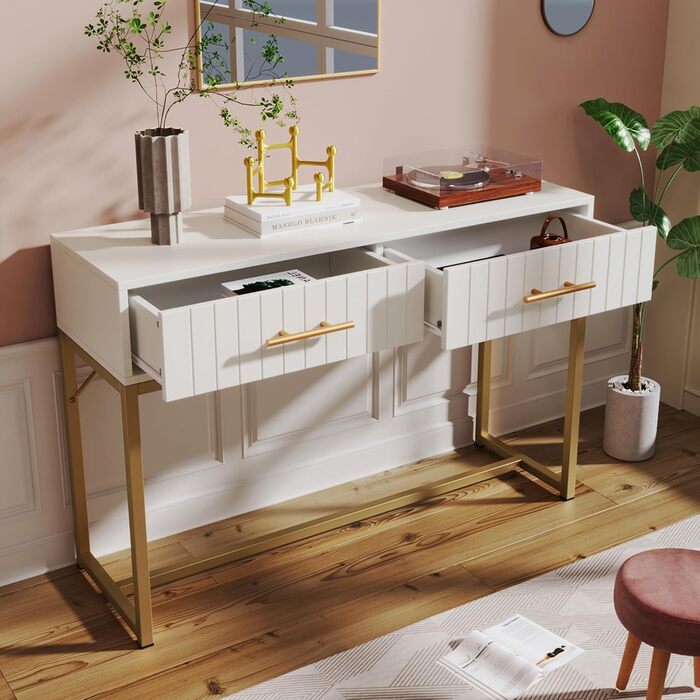 Консольний столик SogesHome з 2 шухлядами: 100x45x75 см (метал, дерево)