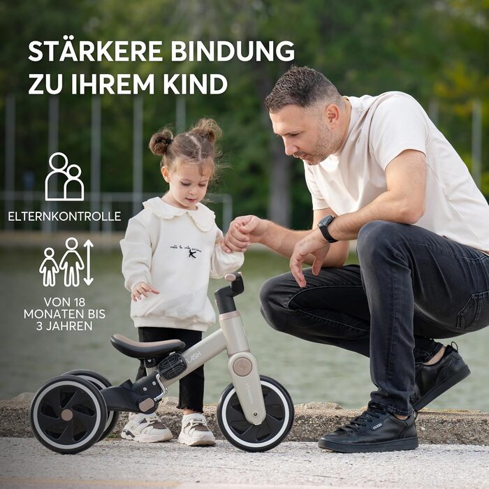 KikkaBoo Flash 5-в-1: Біговел/Триколісний велосипед для дітей від 18 місяців, сталевий каркас, EVA колеса, регульована ручка, сірий