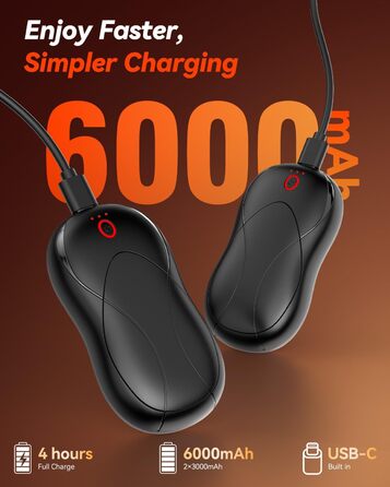 Електричні грілки для рук PHEJIE, 2 шт. з підзарядкою, 3 режими нагріву, портативні, для активного відпочинку, кемпінгу, гольфу, подарунок для жінок та чоловіків (чорний)